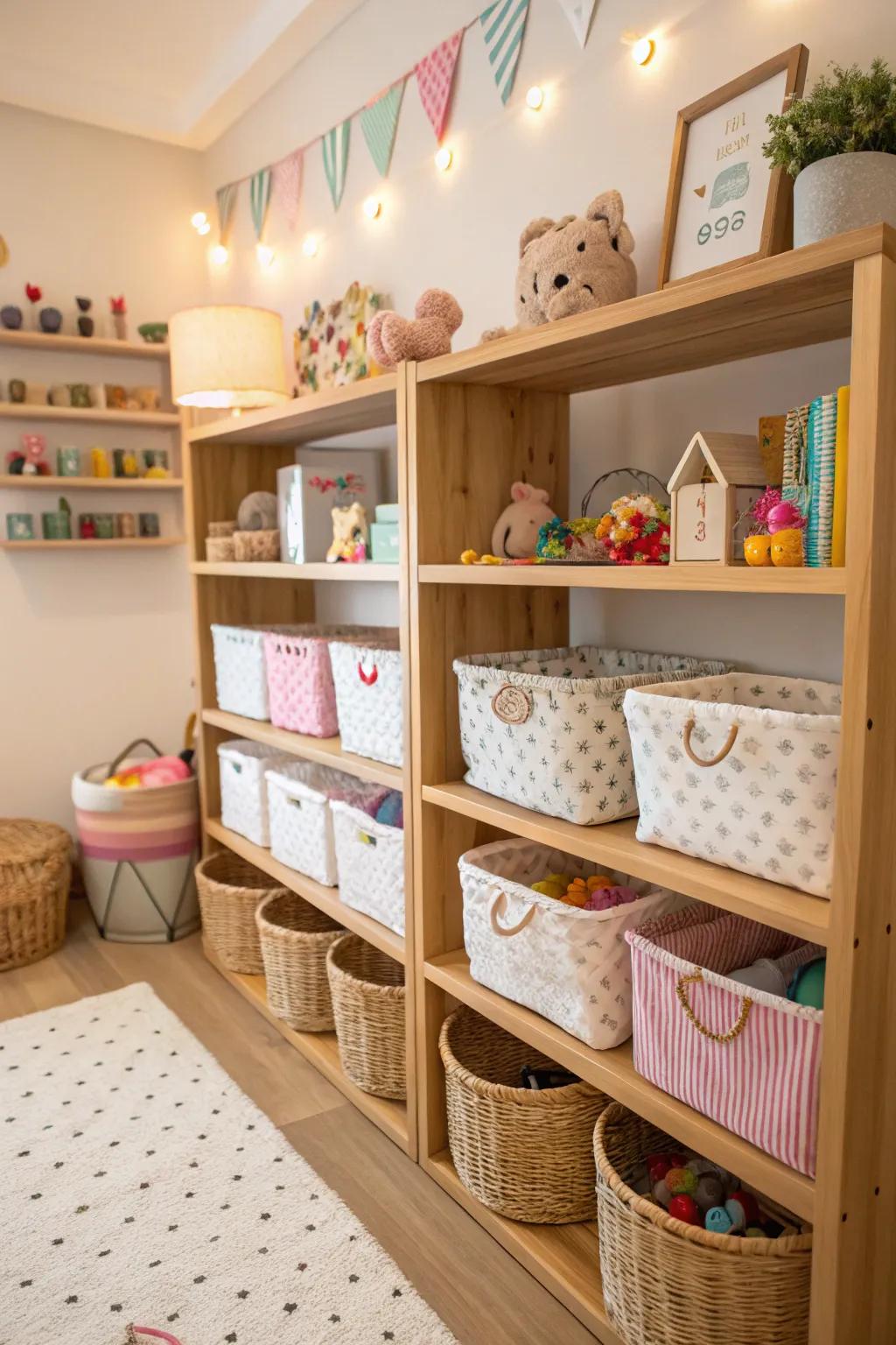 Baskets make it simple to keep things neat.