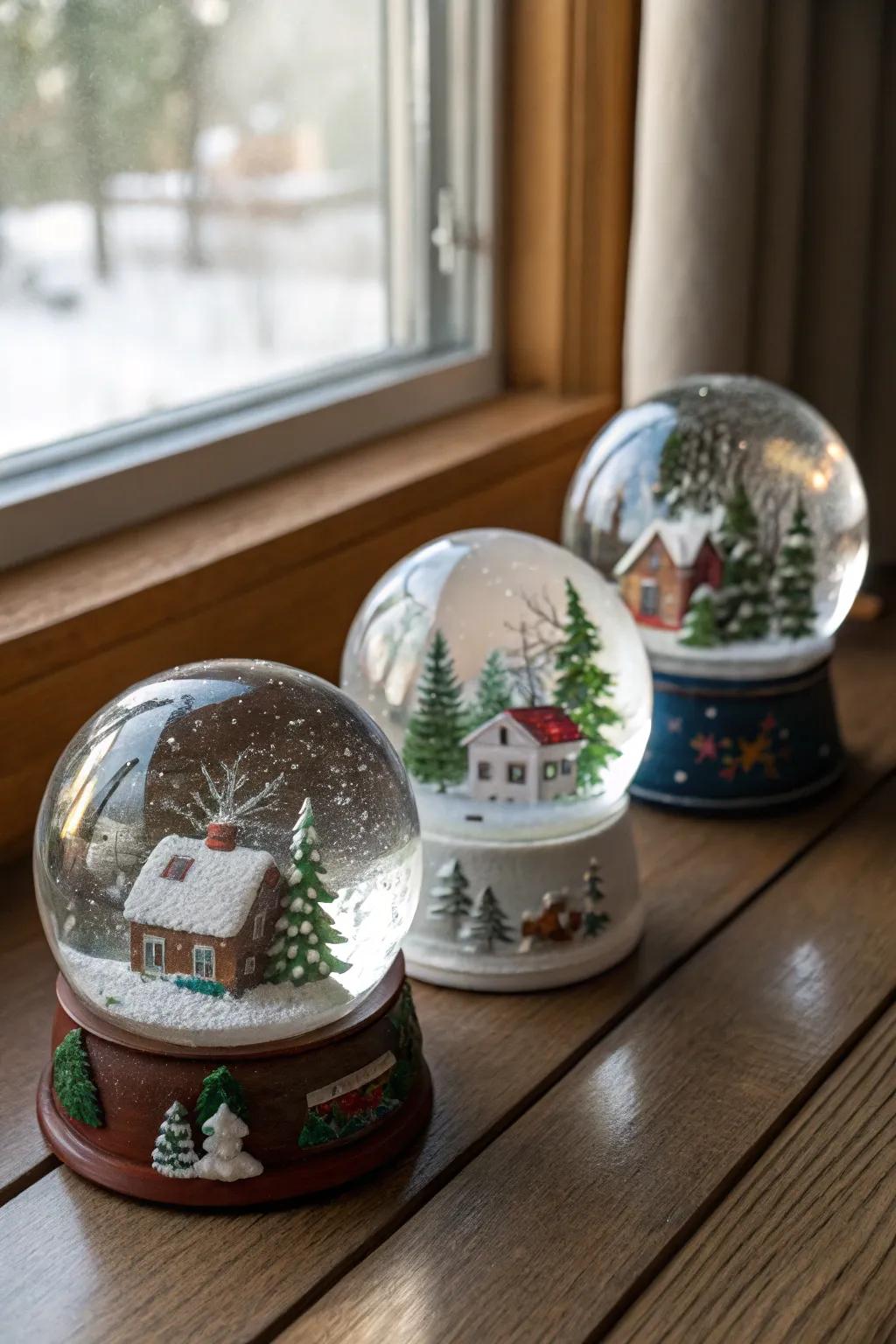 Enchanting Do-It-Yourself snow domes featuring winter scenery