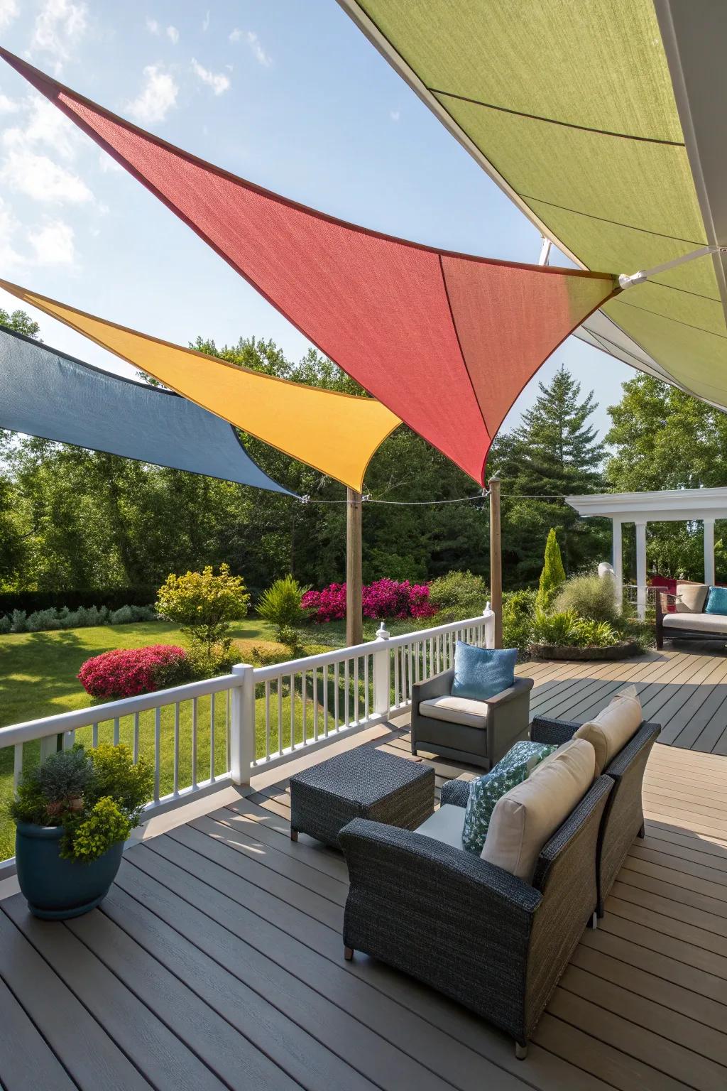 Sun sails offer a modern and stylish approach to outdoor shading.