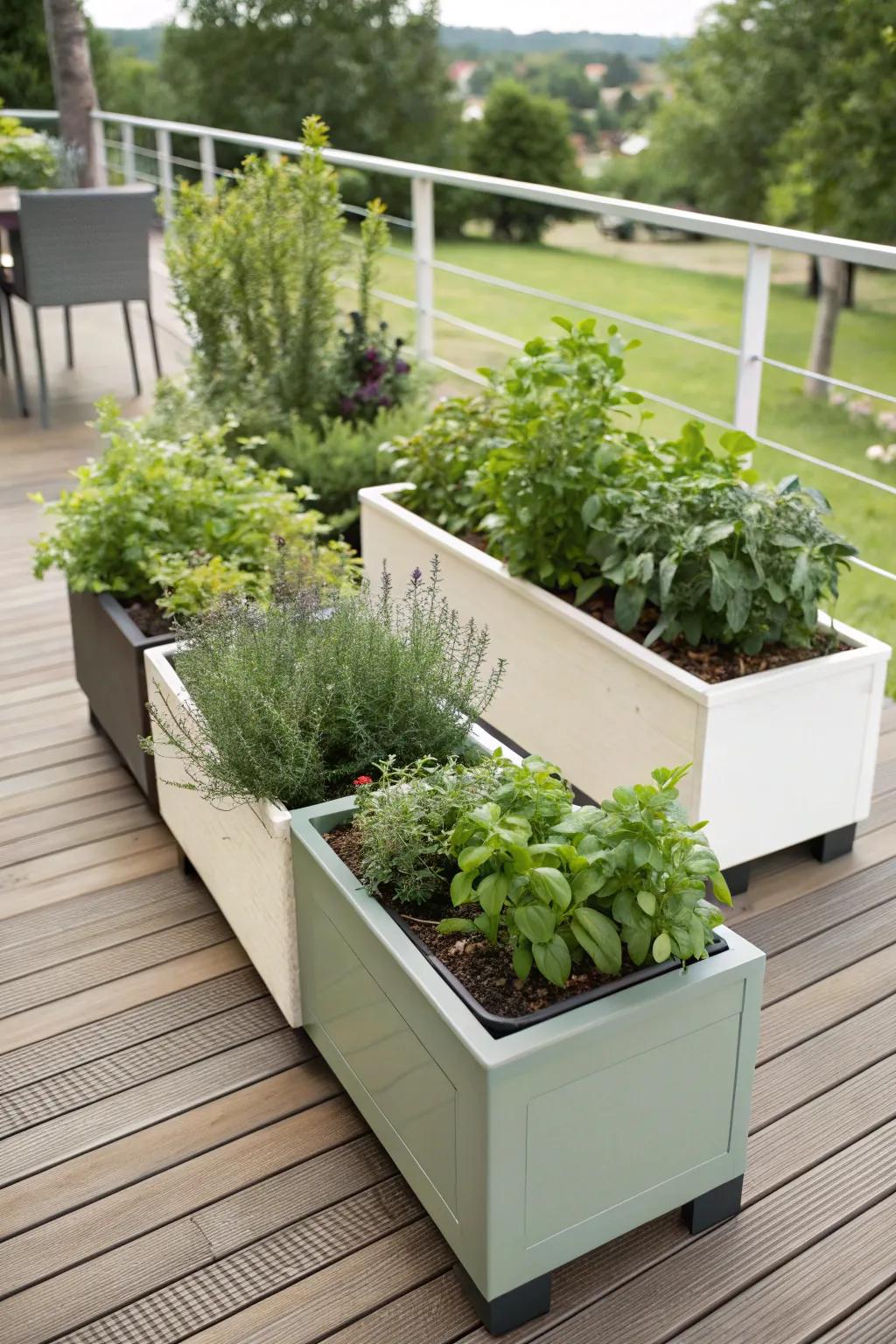 Blend your herb garden seamlessly with your deck.