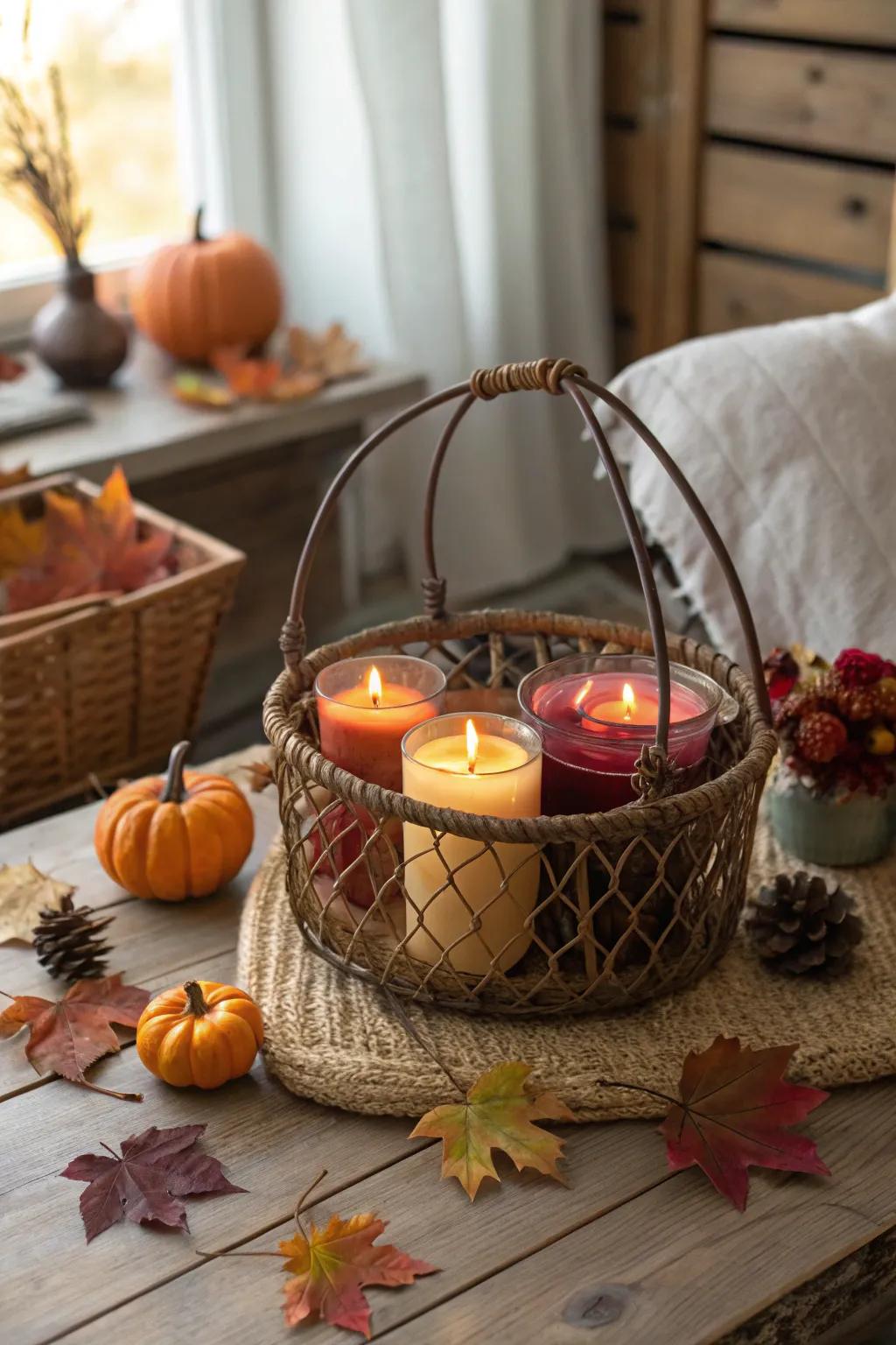 Create a cozy ambiance with fall-scented candles.