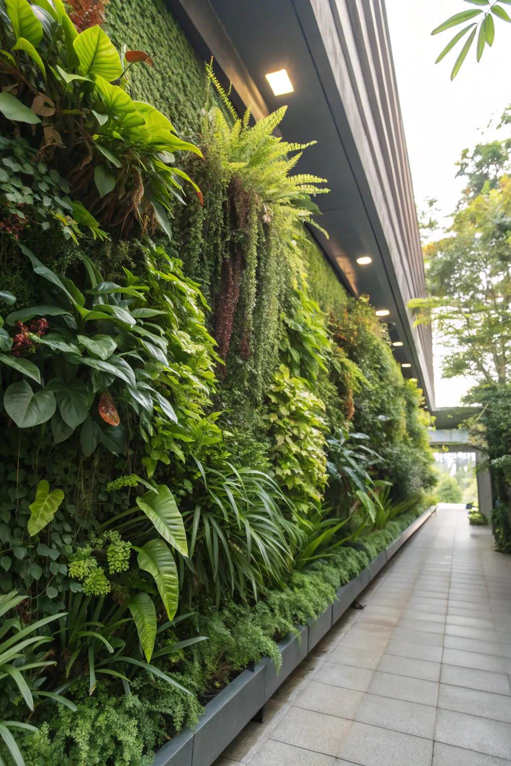 A living wall, injecting vertical fascination and lush verdure into the garden.