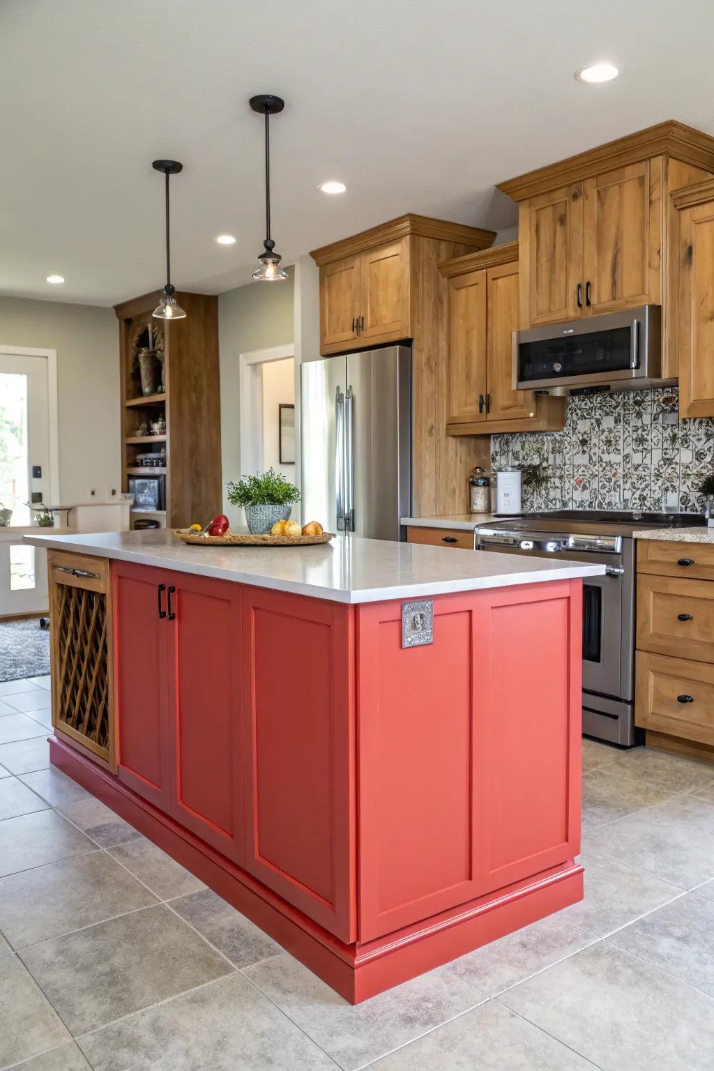 An island with bold colors creates an impressive statement.