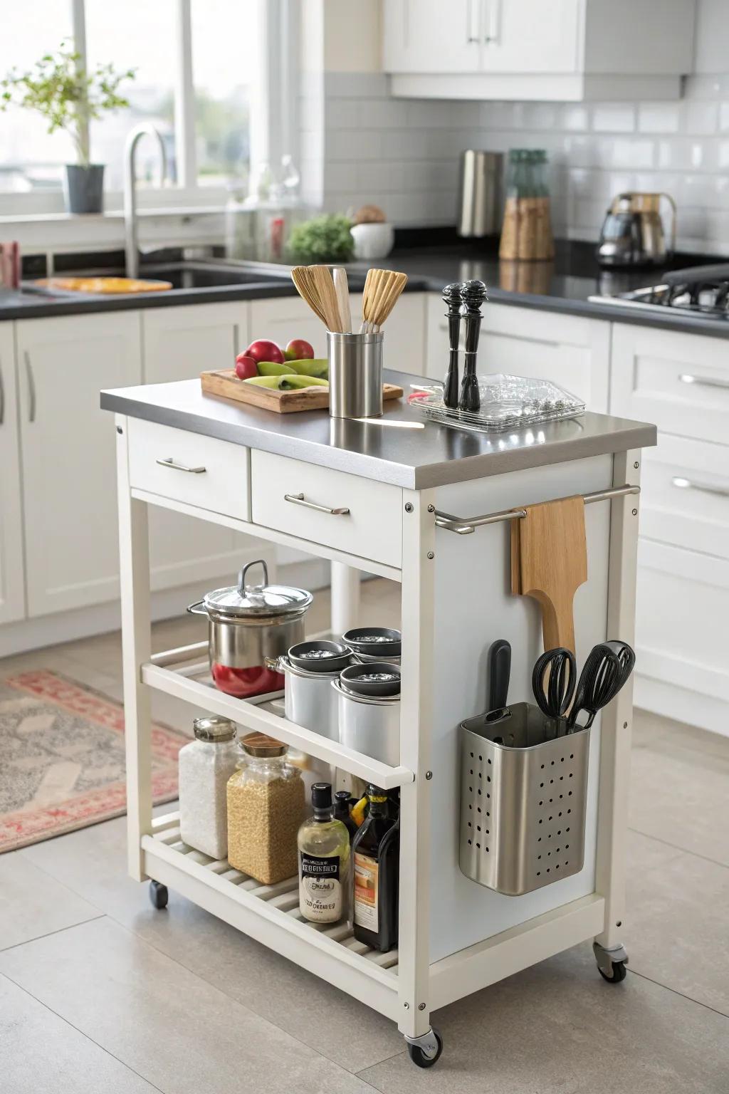 Useful hooks on a kitchen island