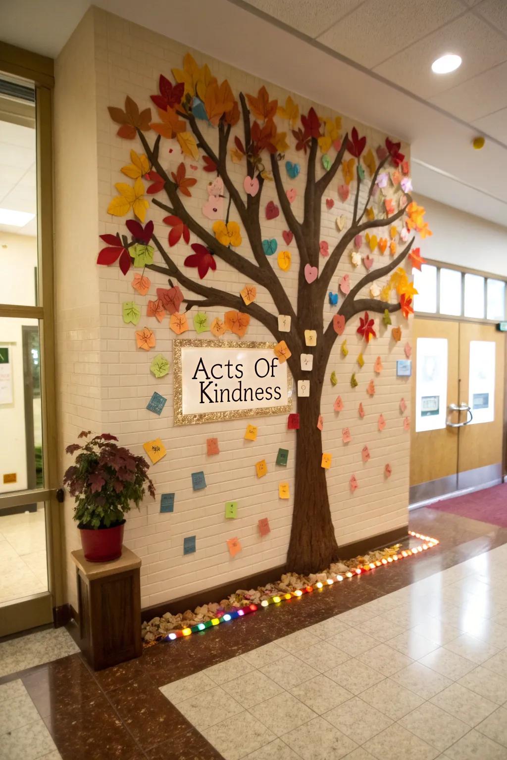 A 'Fall Into Kindness' bulletin board.