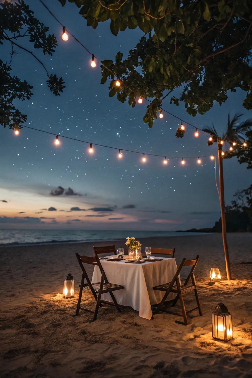 Enjoy eating like never before on a sandy area.