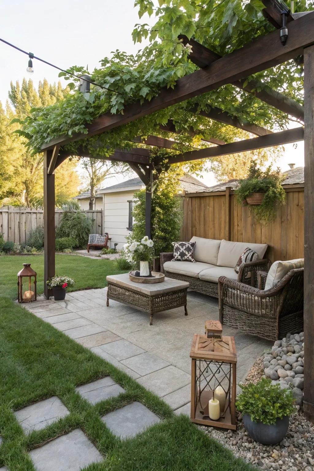 A pergola adds shade and elegance to your patio.