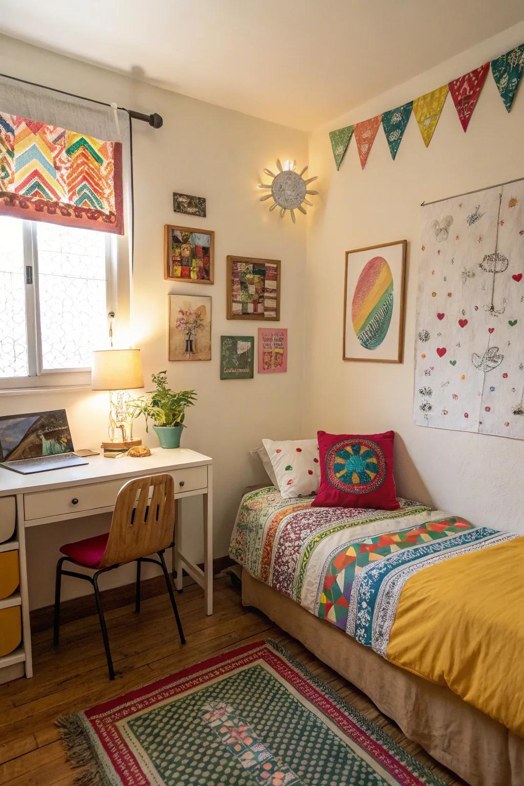 Pops of color can add vibrancy to small Airbnb spaces.