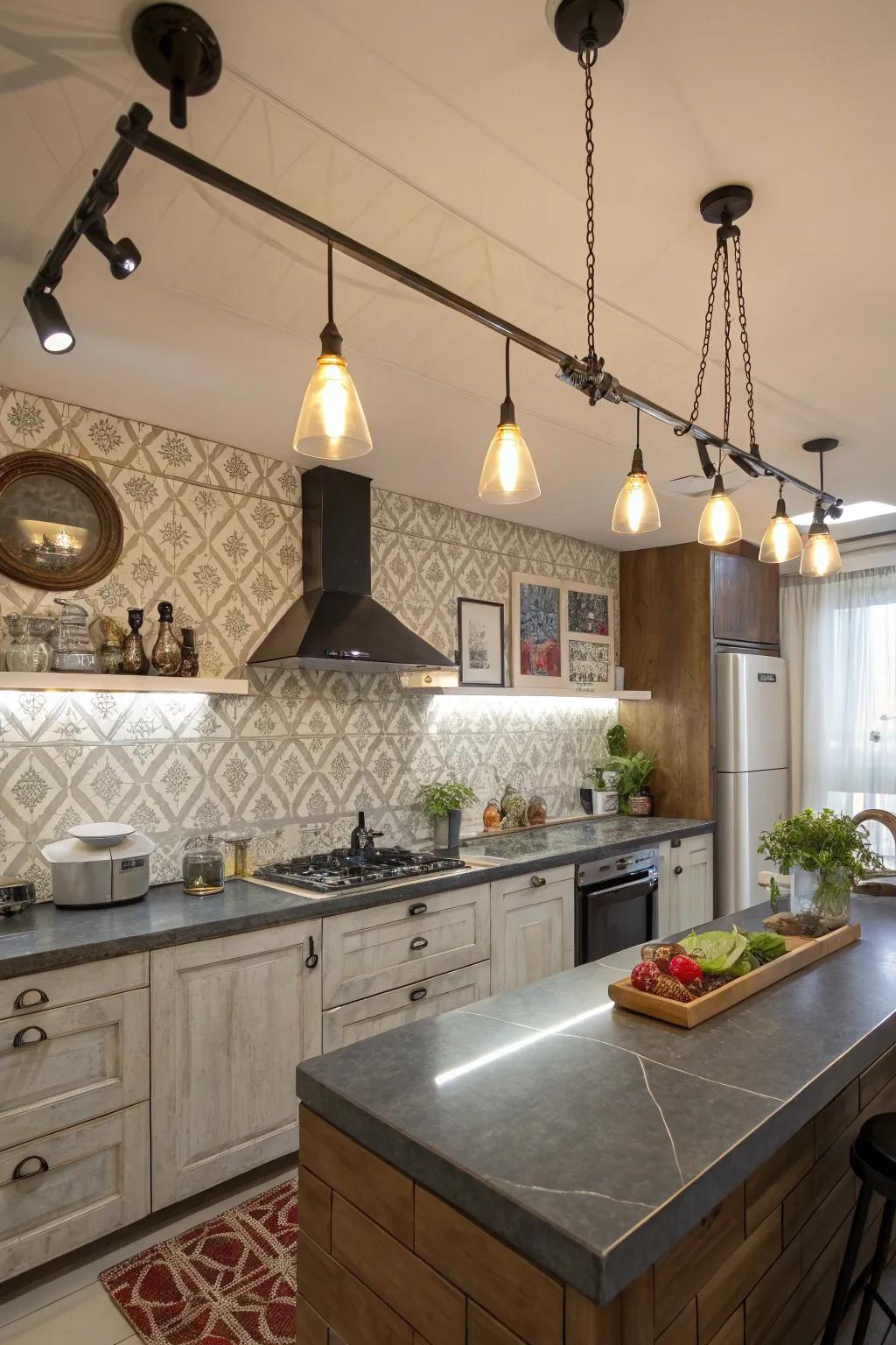 Eclectic track lighting fixtures enhancing personal style