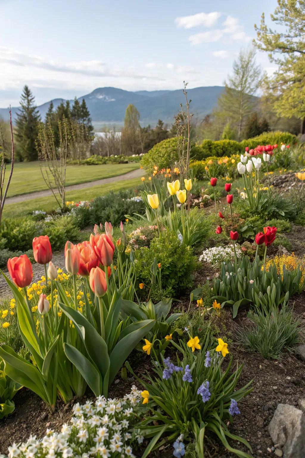 Seasonal surprises with vibrant alpine bulbs.