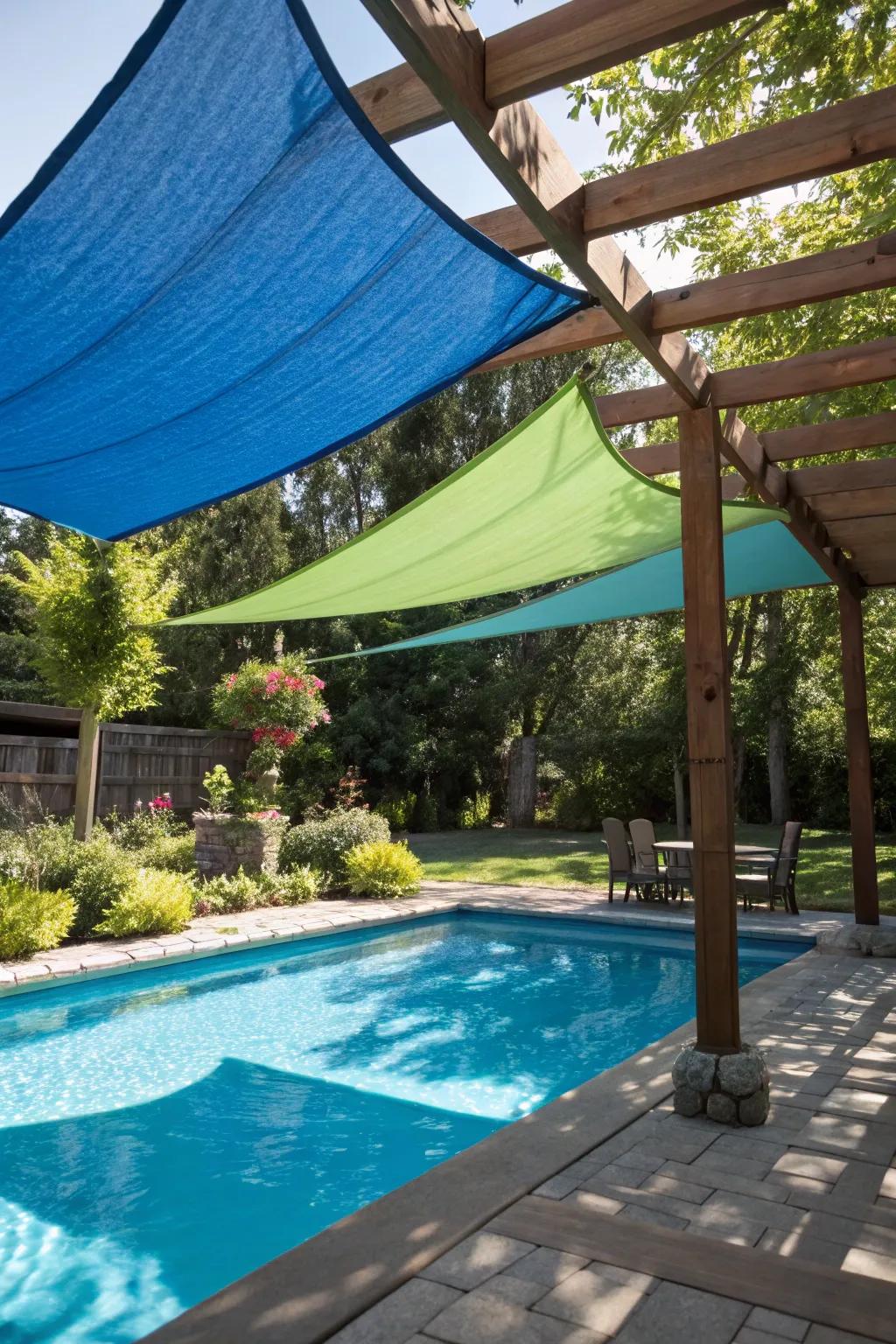 Shade sails offer flexible and stylish sun protection.