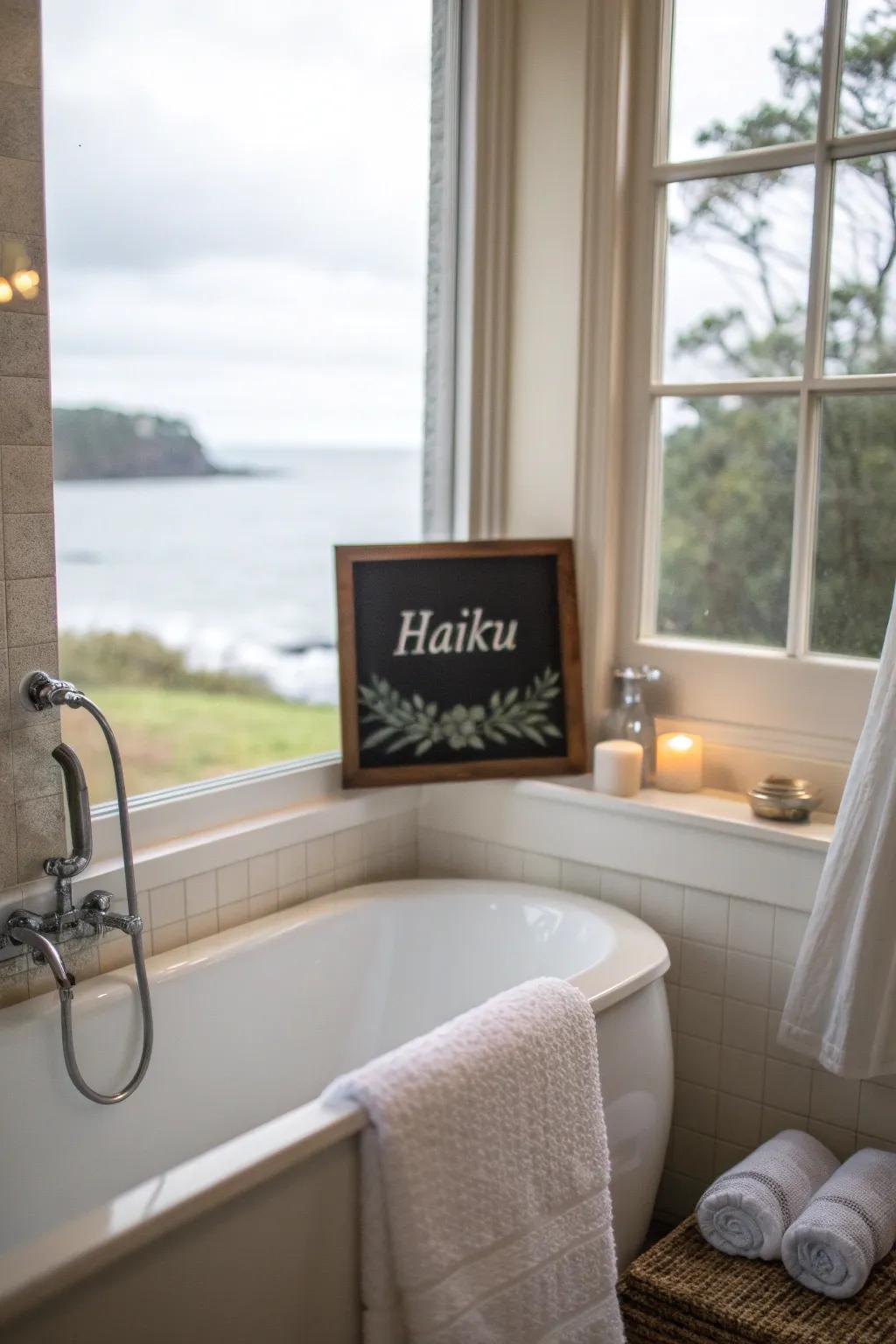 Elevate your space with poetic bathroom signs.