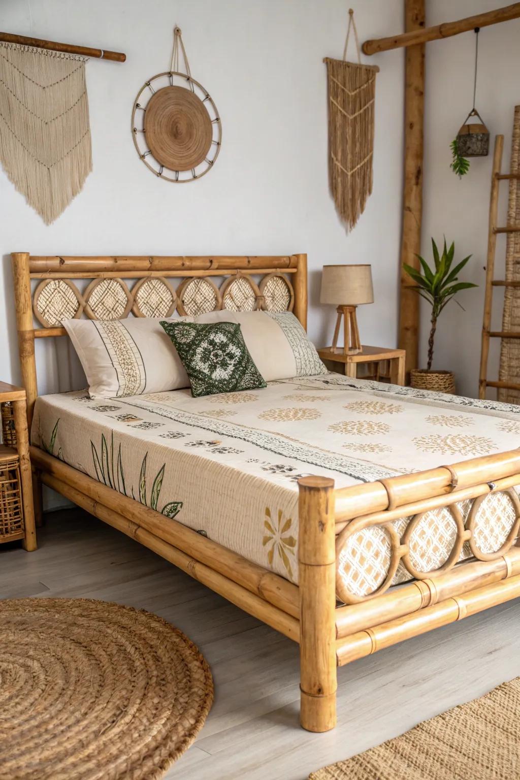 A bamboo bed frame offers a sustainable and stylish option.