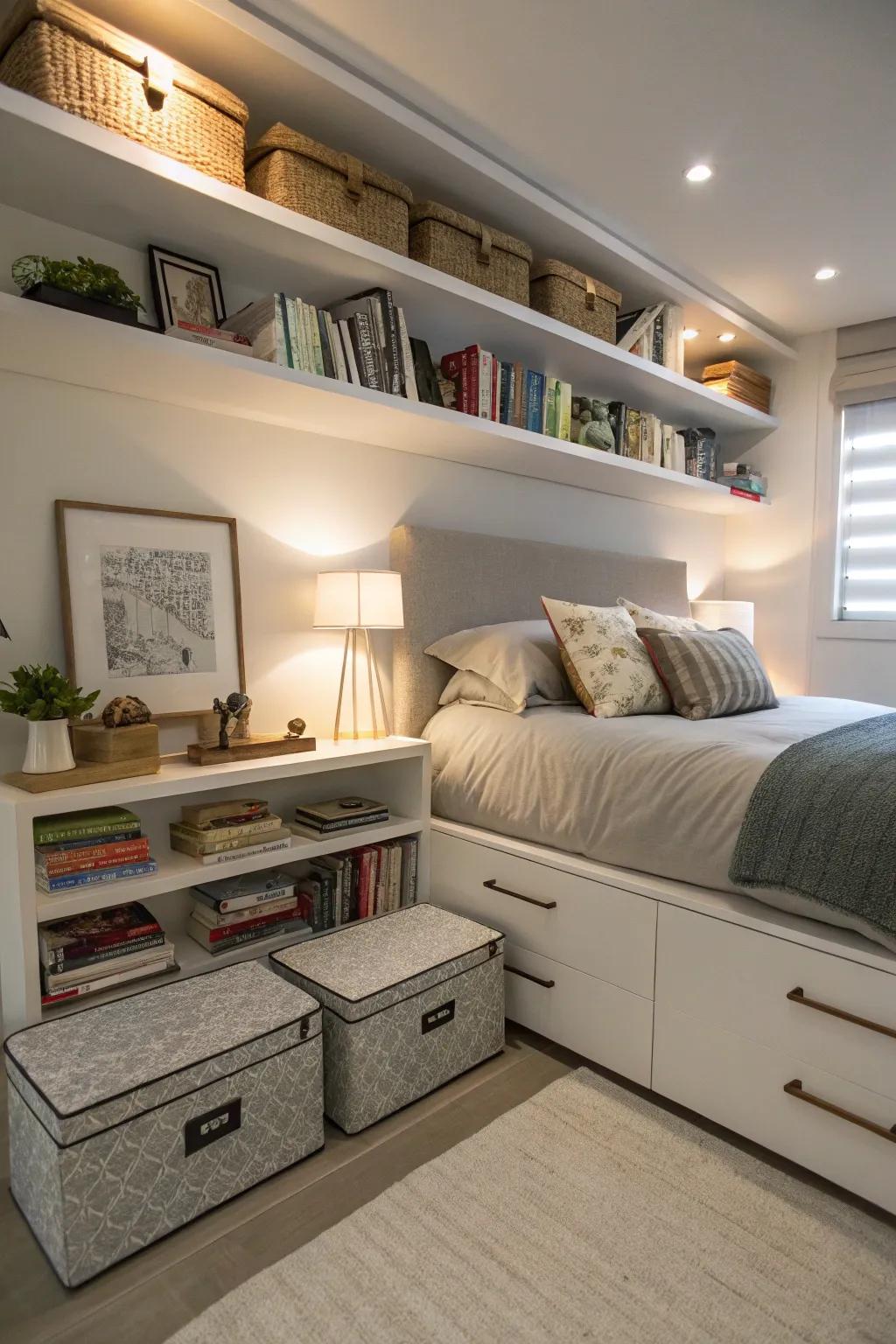 Witness how creative storage solutions can assist in keeping your bedroom neat and clutter-free.