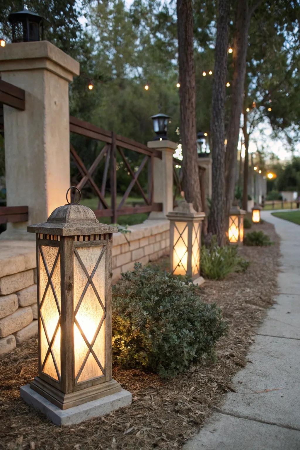Infuse rustic allure with lantern-style column lights.