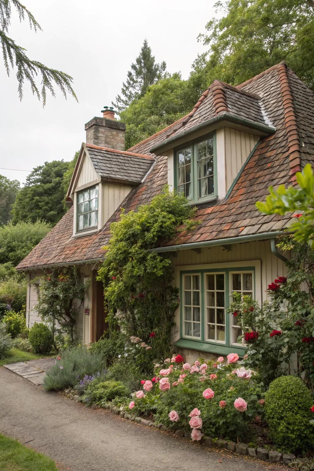 Dormer windows infuse allure and illumination into a cottage façade.