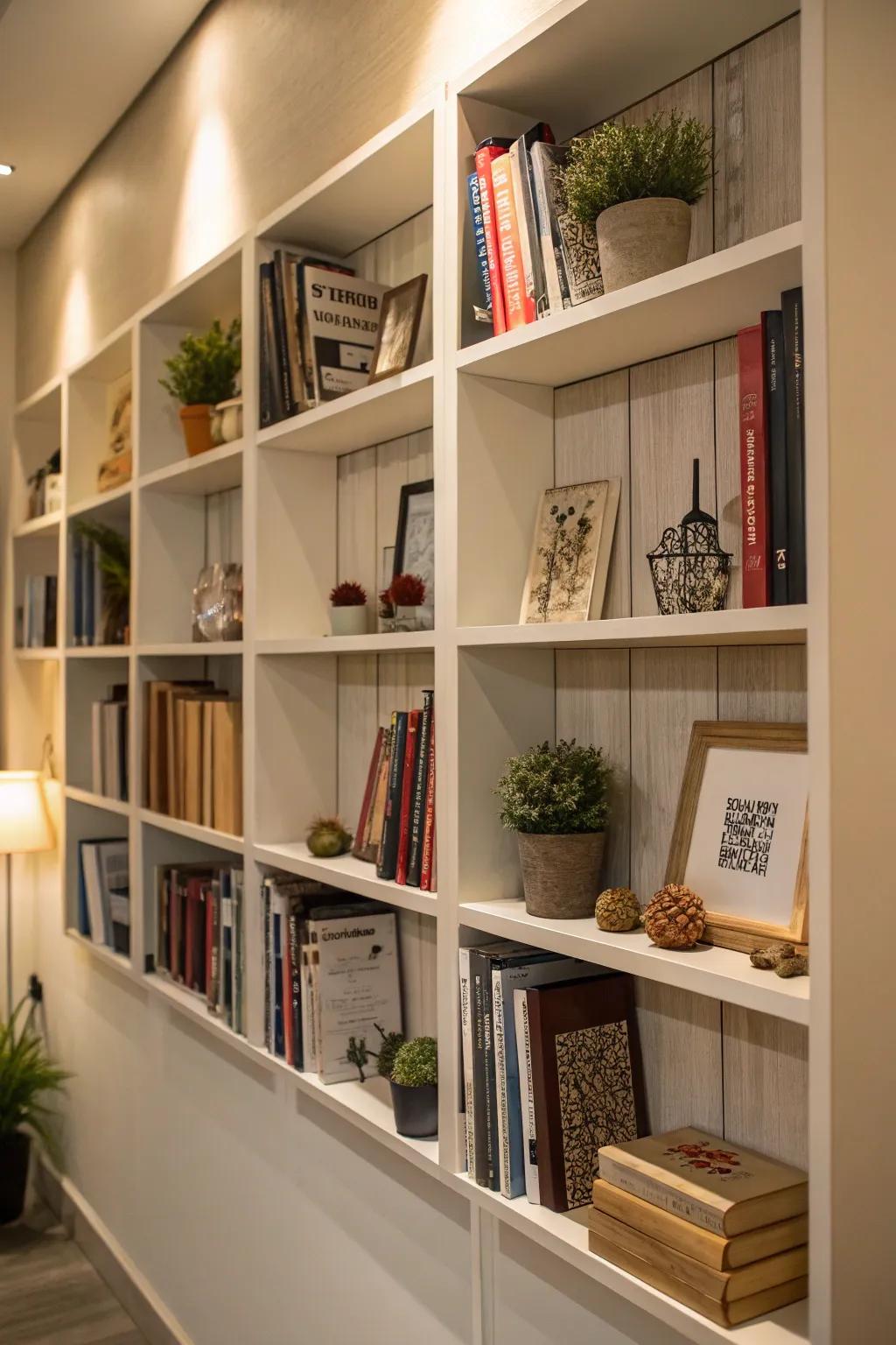 Box shelves are a great way to store books in an organized and attractive way.