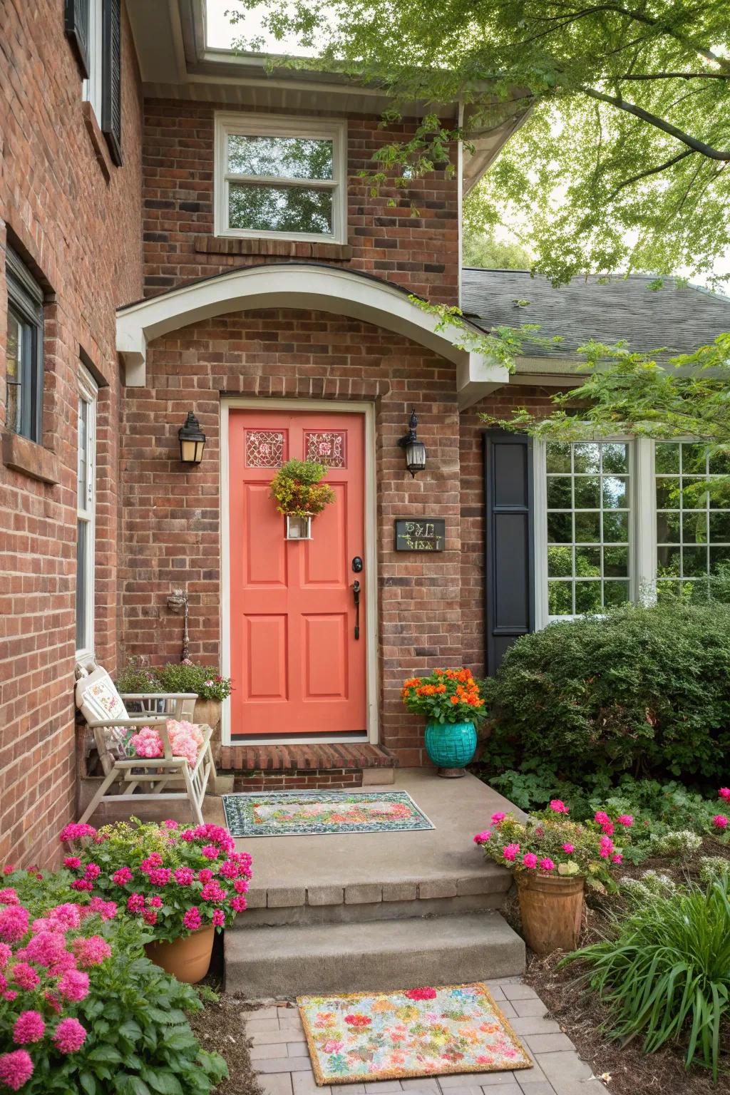 Playful and lively coral door for a bold statement.