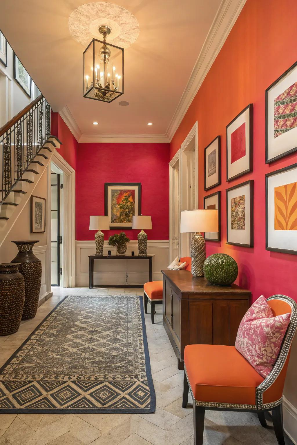 Wall colors in the entryway harmonize with the home's palette.