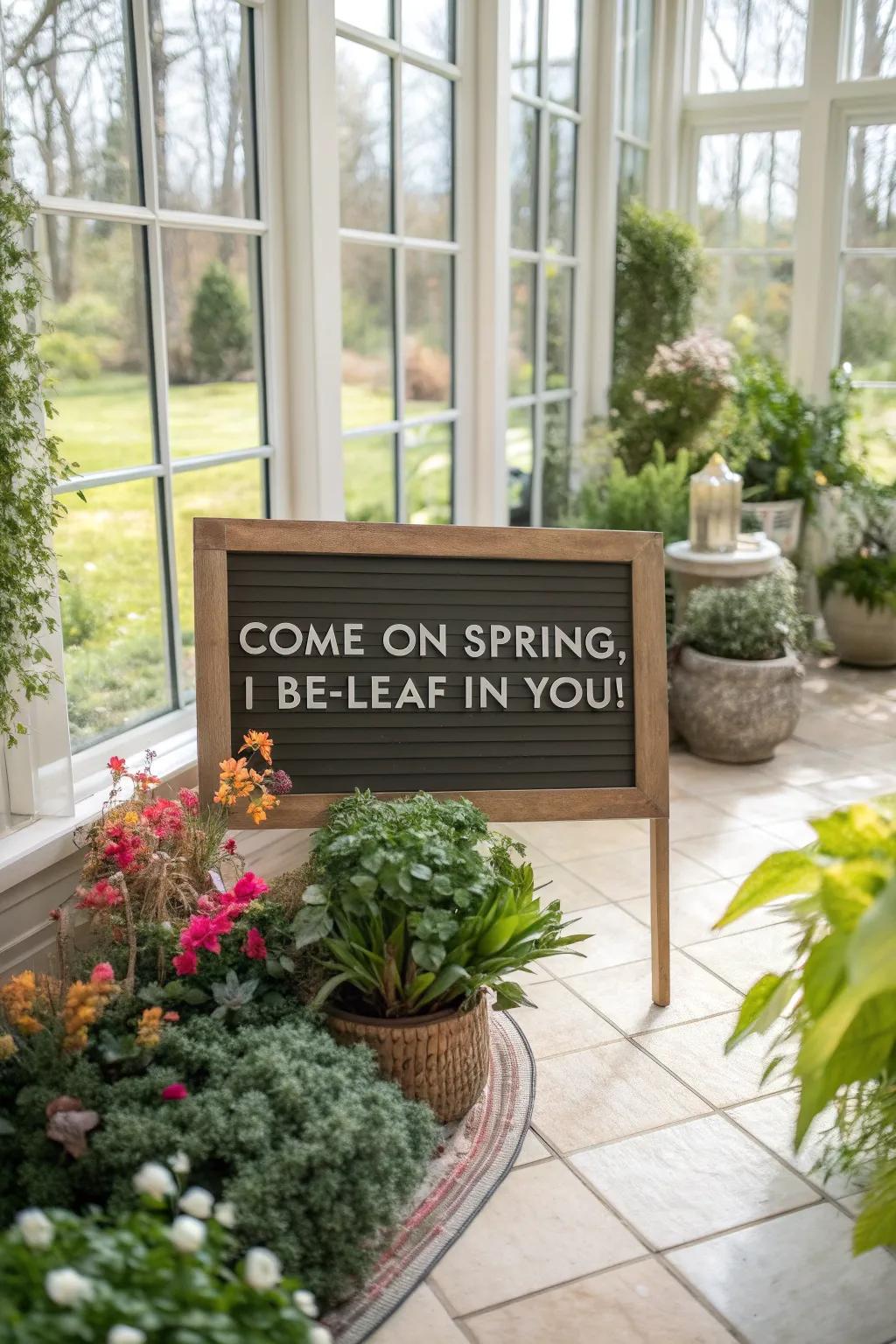 Encourage spring's arrival with a hopeful message.