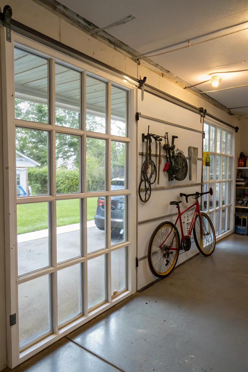 Window frame dividers keep your garage bright and open.