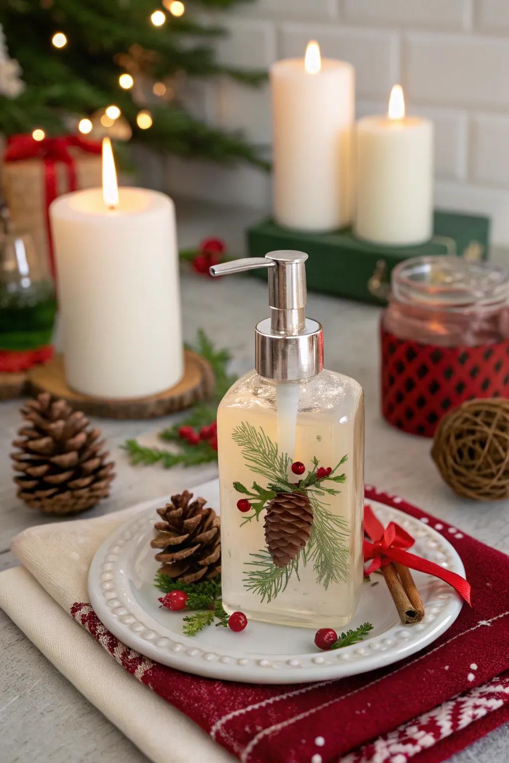<strong>Hand cleanser</strong> with whimsical miniature decorations.” loading=”lazy” class=”pimg”>
	</picture><figcaption><strong>Hand cleanser</strong> with whimsical miniature decorations.</figcaption></figure>
<p>Affix little ornamental products, like a miniature pinecone or a tiny bell, to your <strong>hand cleanser</strong> present for a whimsical touch.</p>
<h3>Consider these options:</h3>
<ul class=