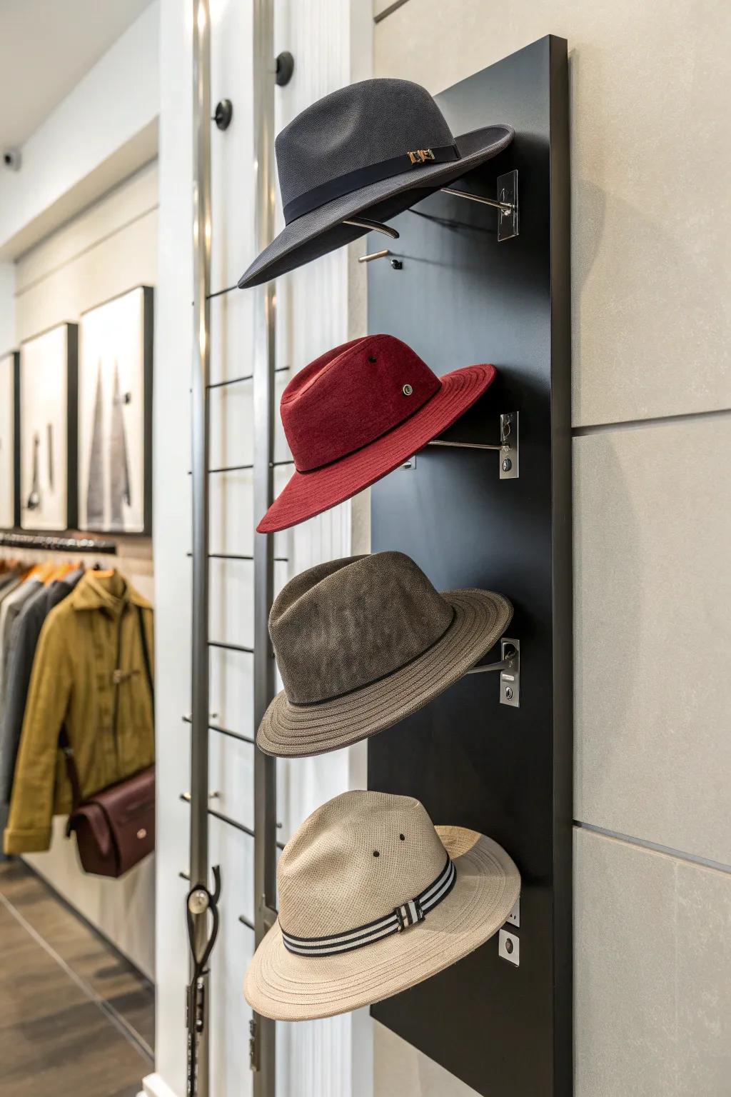 Wall-mounted hat stands keep your space tidy and stylish.