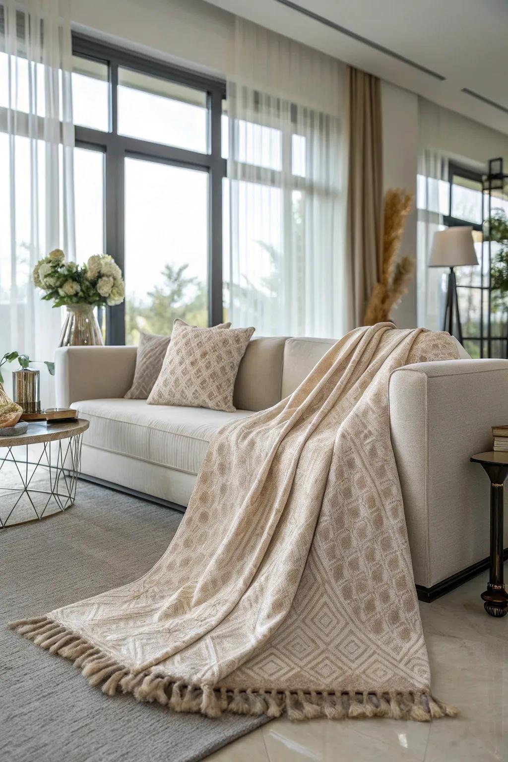 A cozy throw blanket that adds texture and warmth.