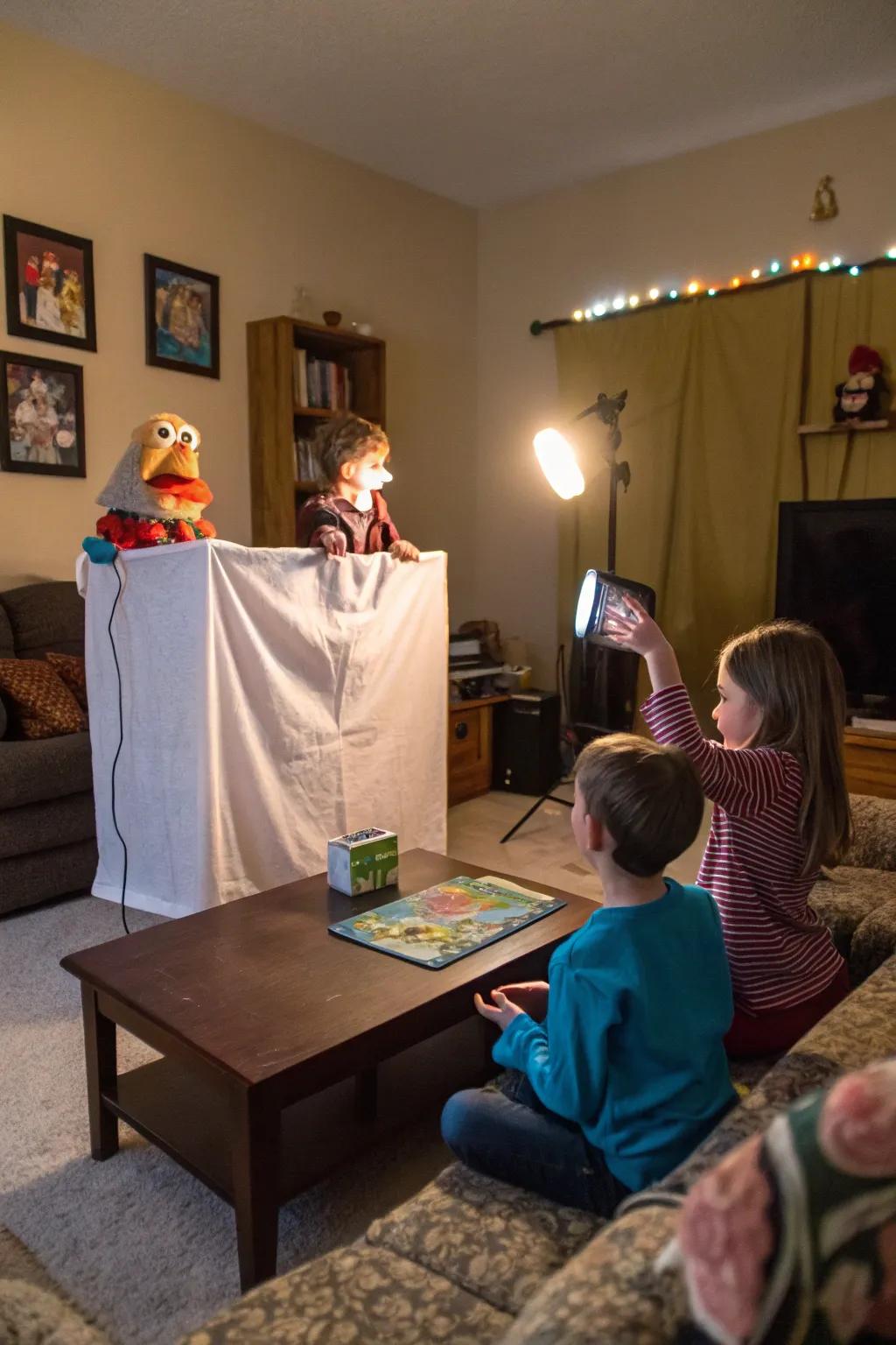 A puppet show transforms storytelling into an imaginative performance.