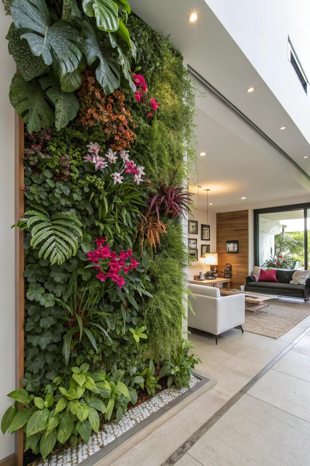 Make a bold statement with a lush living wall.