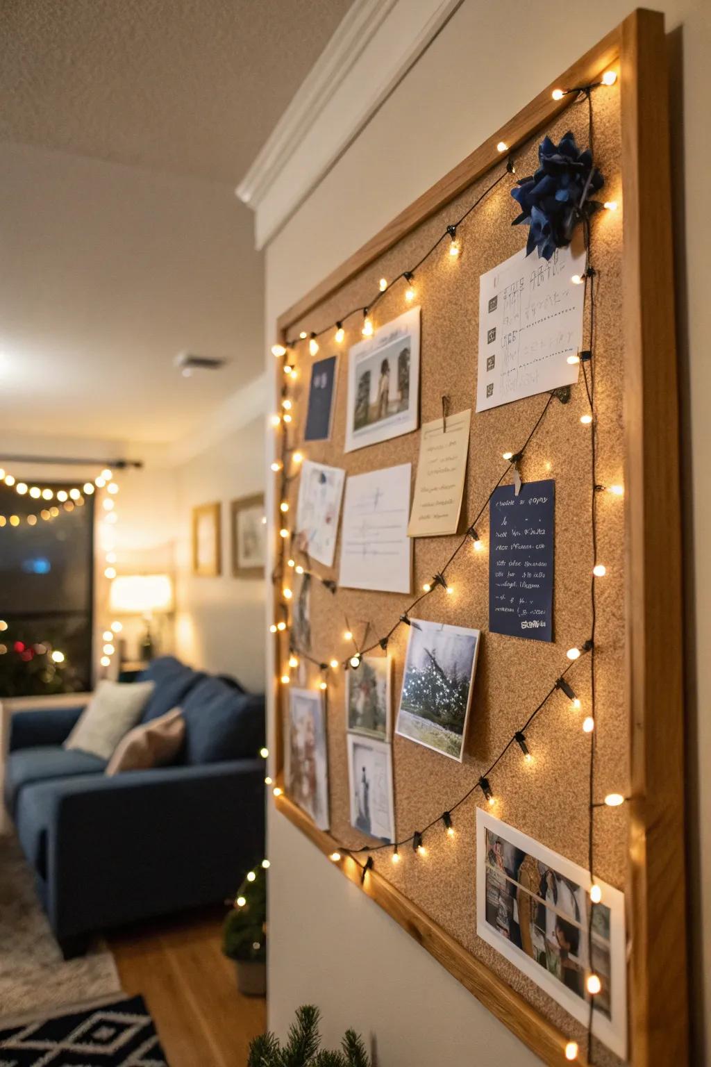 A mystical firefly-themed bulletin board for dreamy nights.