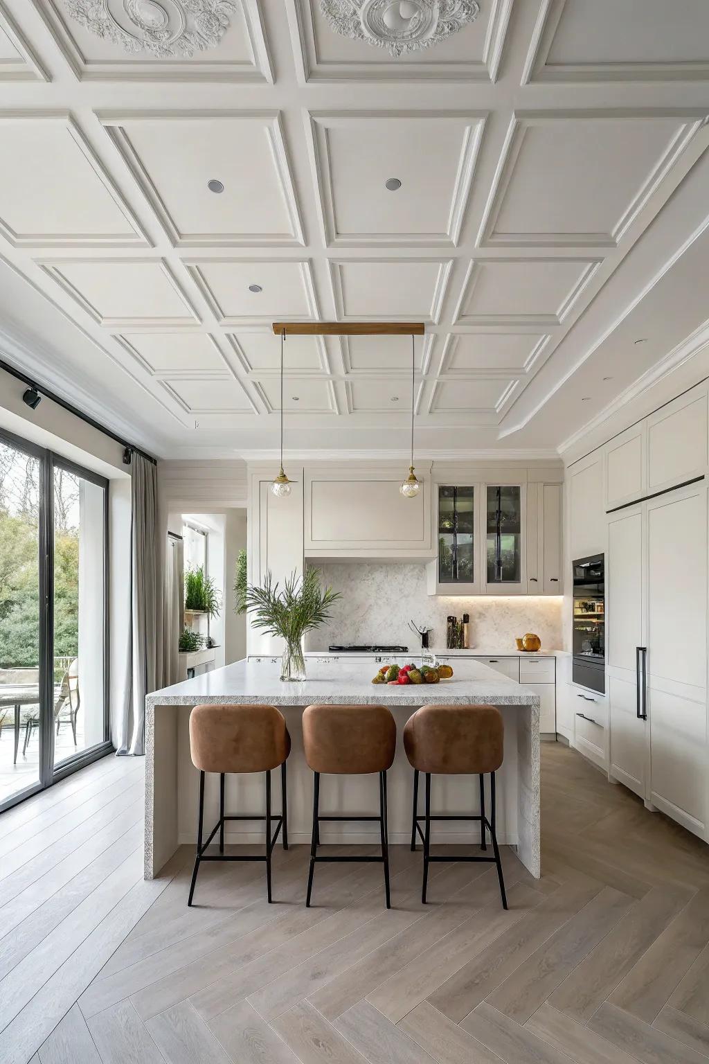 Achieve a sleek look with a minimalist ceiling design.