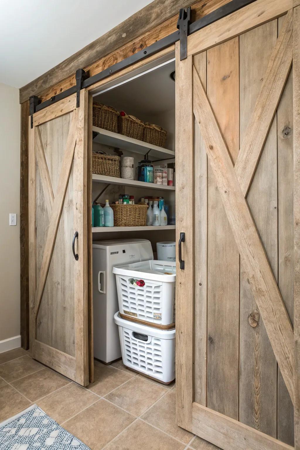 Reclaimed wood doors add sustainability and charm to your home.