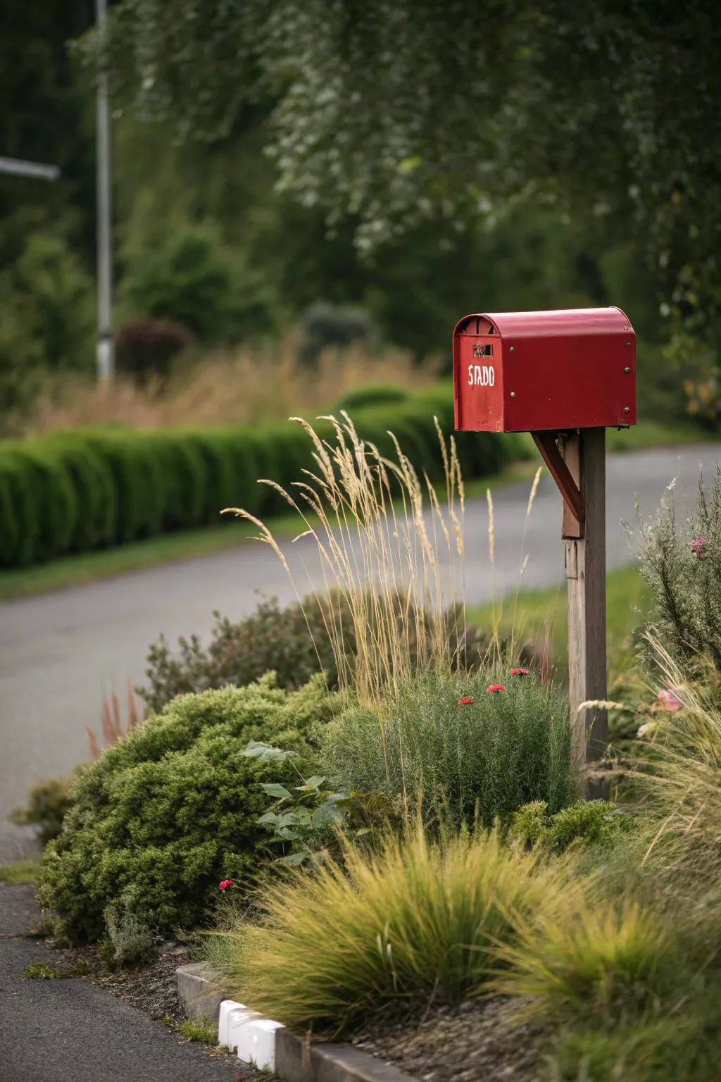 Ornamental grasses add texture and a contemporary feel to your mailbox.