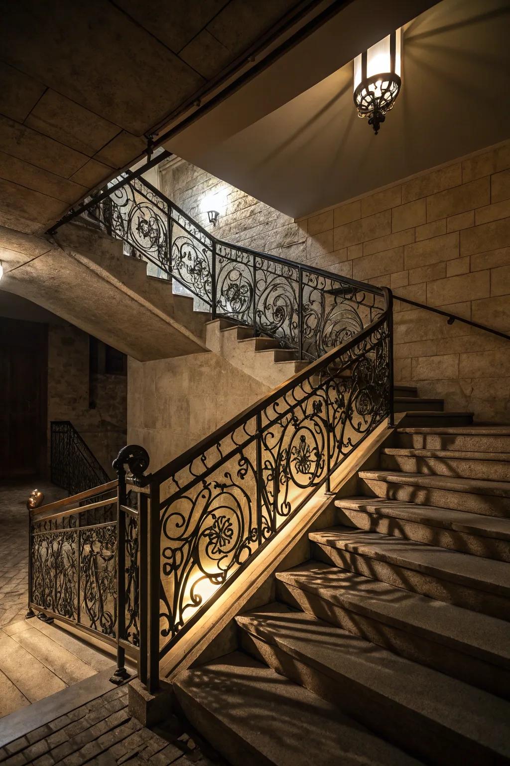 The striking artistic metalwork railings add a unique look.
