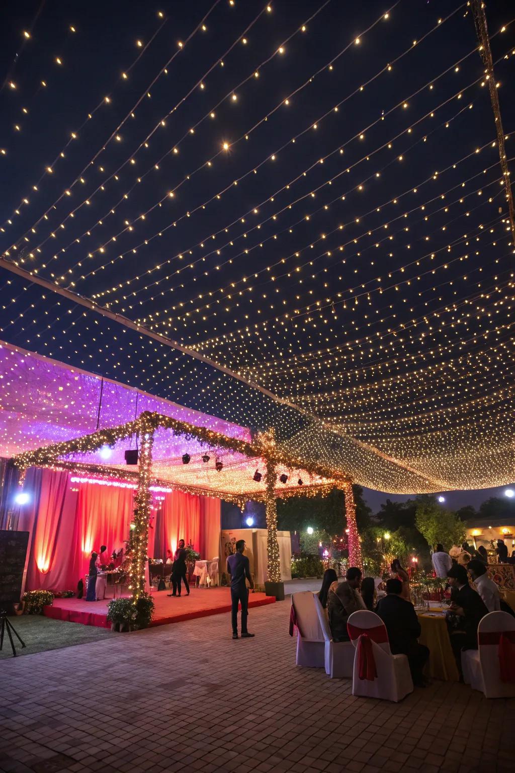 An expanse of tiny lights mimics a starry sky.
