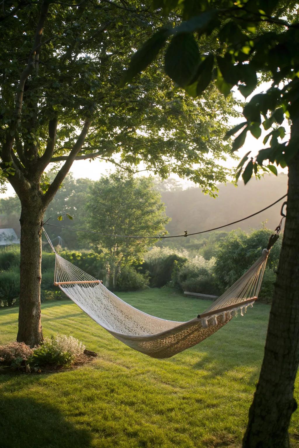 A hammock offers a perfect spot to unwind in the garden.