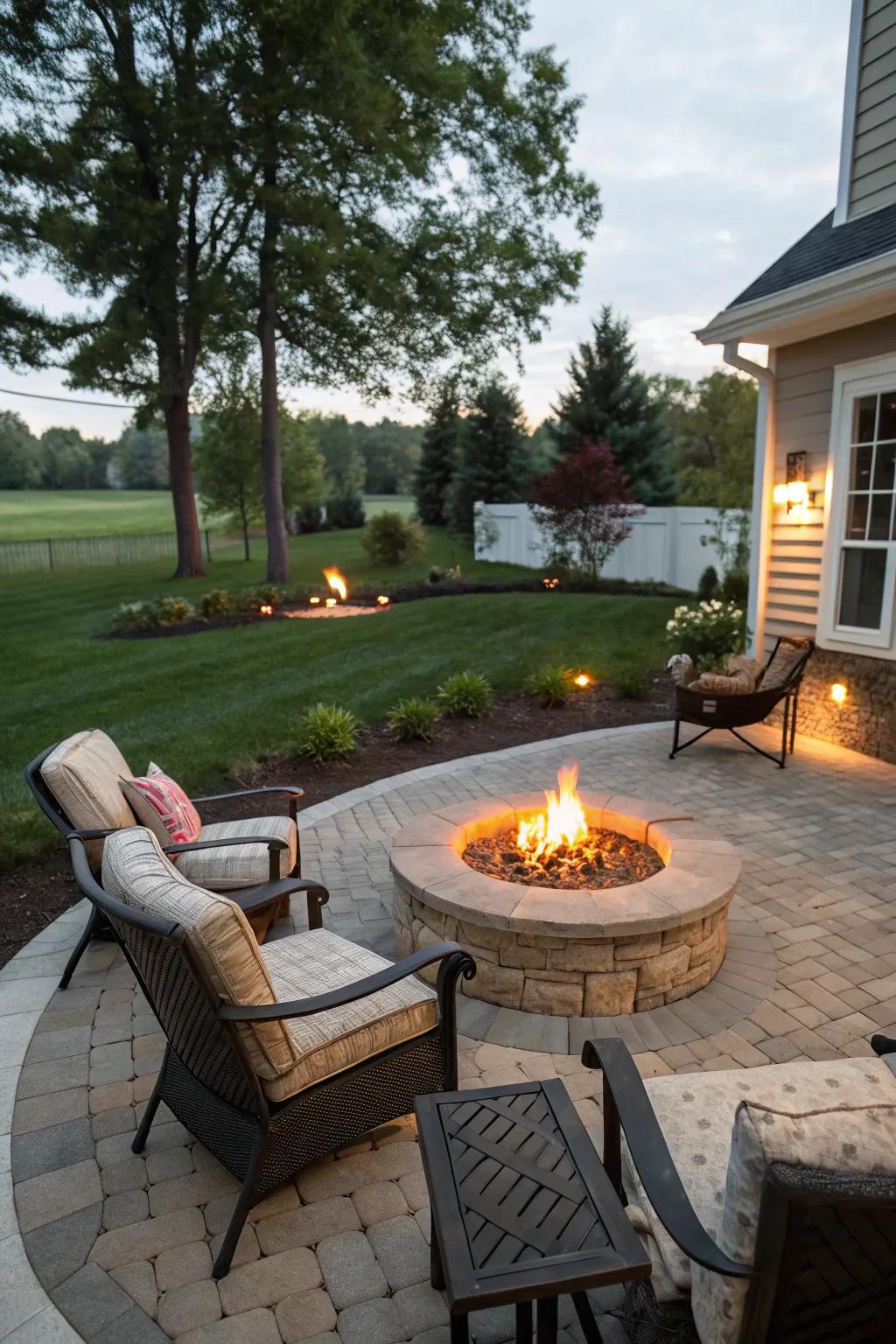 A fire pit makes your side yard a cozy retreat.