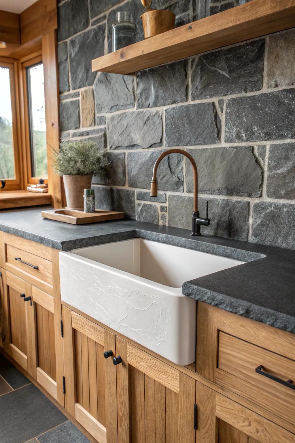 In the kitchen, natural stone provides an opulent and natural feel.