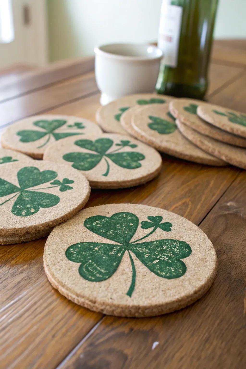 Imbue your beverages with celebratory shamrock mats.