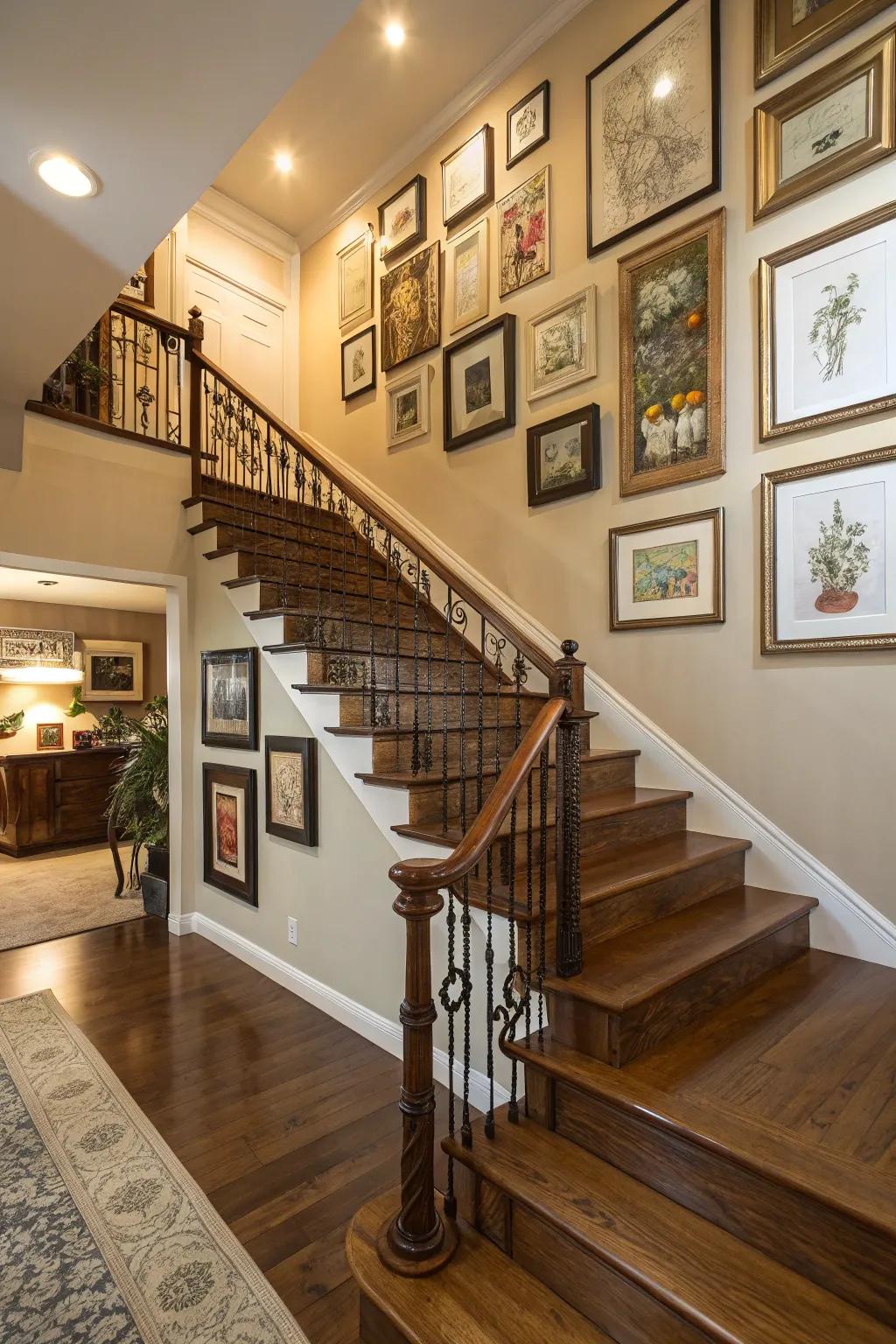 A gallery wall can personalize your staircase and make it a focal point.