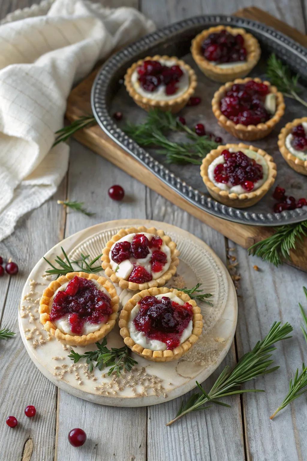 Tangy and sweet bites of cranberry and goat cheese are a holiday treat.