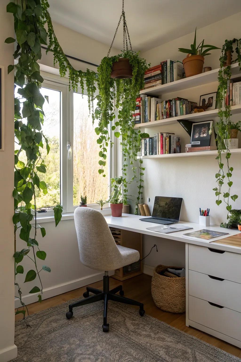 Enhance your workspace with the tranquility of vines.