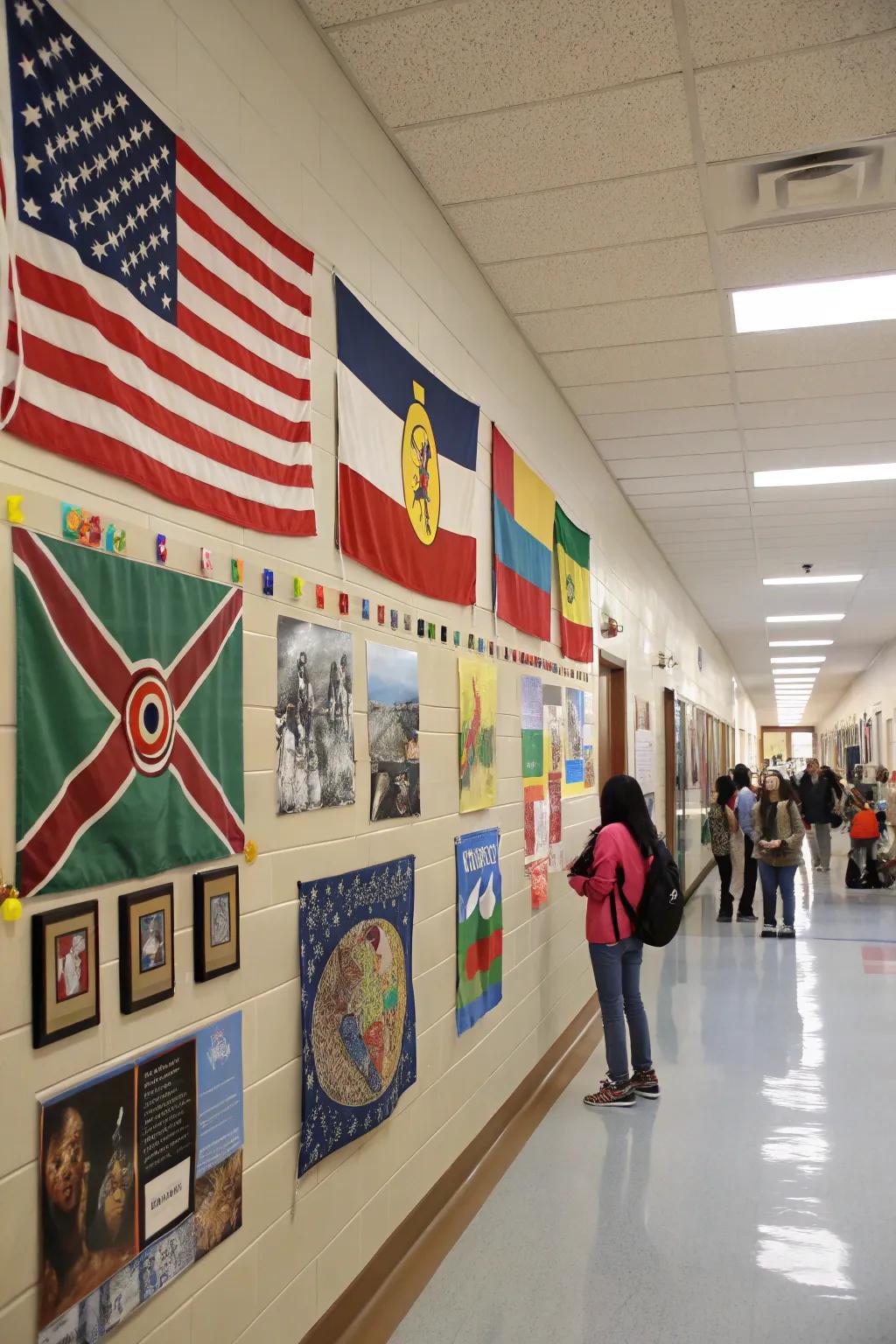 A world cultures display that highlights diversity and educates students.