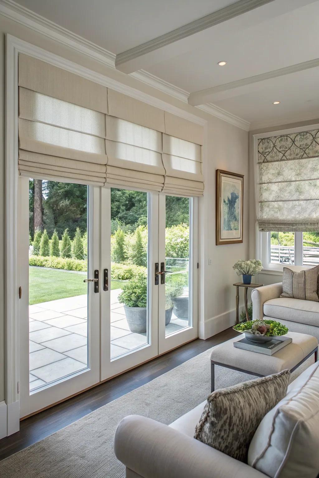 Roman shades adding elegance and sophistication