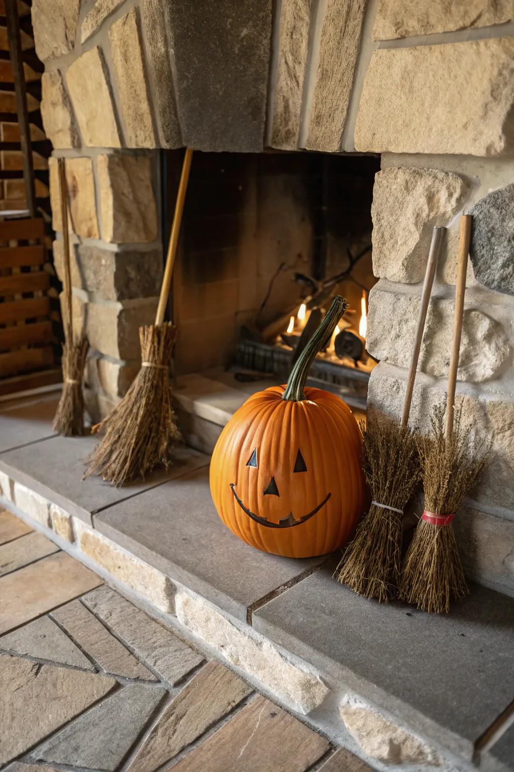 Pumpkin paired with charming broomstick accents.