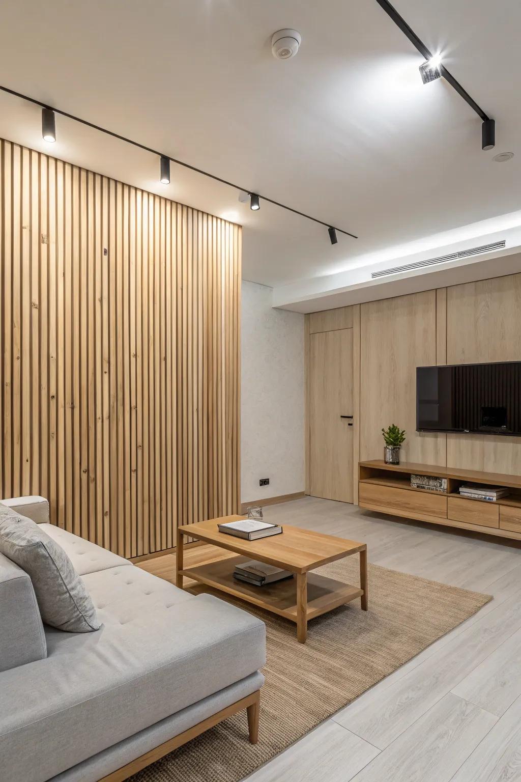 Keep it simple and elegant with minimalist wood slats.